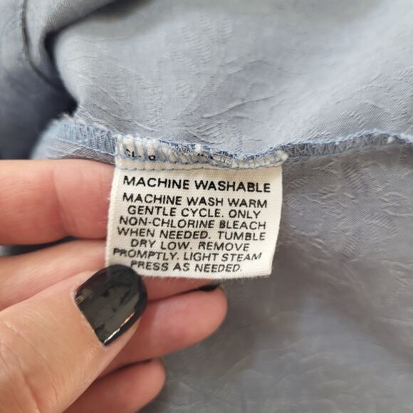 Pendleton Blouse Women Size 8 Blue Floral Print Puffy Sleeve Vintage 80s USA - Picture 8 of 12